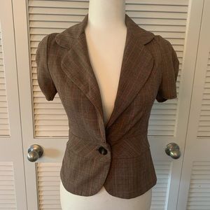 Short Sleeve Brown Button Top